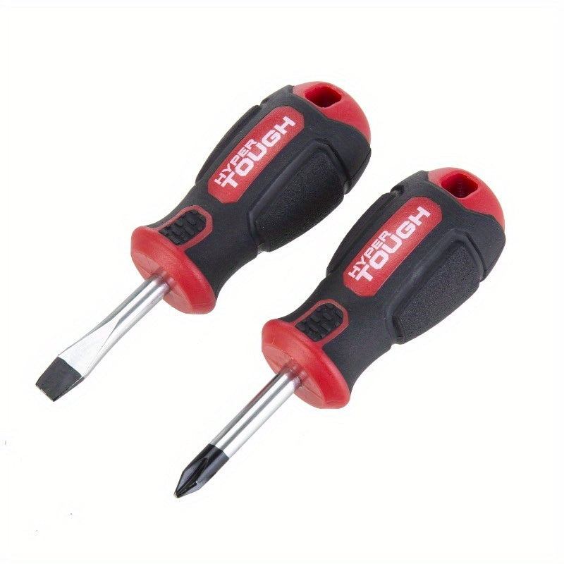 2pcs Stubby Screwdriver Set 4 Inch, Non-Electric Manual Hand Tool with Ergonomic Handle, Durable Metal Construction for Tight Spaces, Screwdriver Set for DIY Projects, Screwdriver Set for Tight Spaces, Screwdriver Set for Tight Spaces