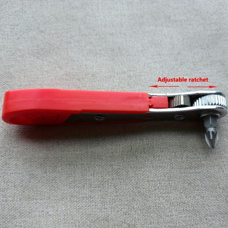 36-Tooth Mini Ratchet Screwdriver Set with L-Shaped Wrench, Narrow Space Repair - Steel Multi-Bit Tool Kit with Socket Heads, No Assembly Required, Manual Operation, Red