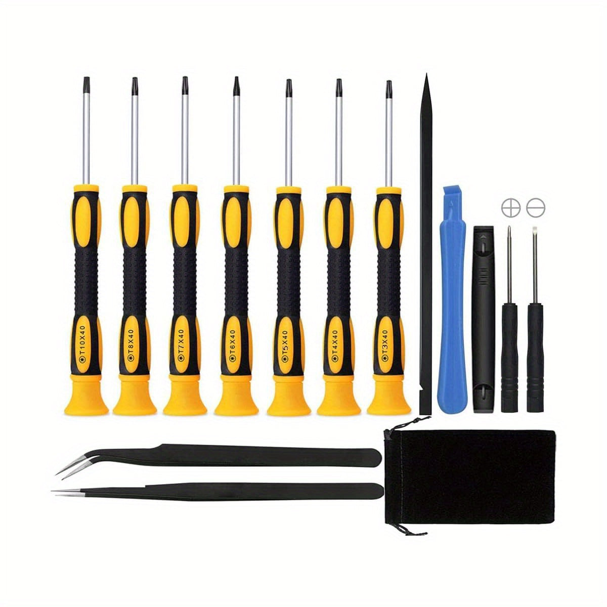 15-in-1 Torx Screwdriver Set with T3, T4, T5, T6, T8, T10 Security Screwdrivers and ESD Tweezers - Magnetic Precision Repair Kit for Xbox, for iPhone, PS4, MacBook, Watch, Electronics - Durable Metal Construction, No Power Required, Screwdriver