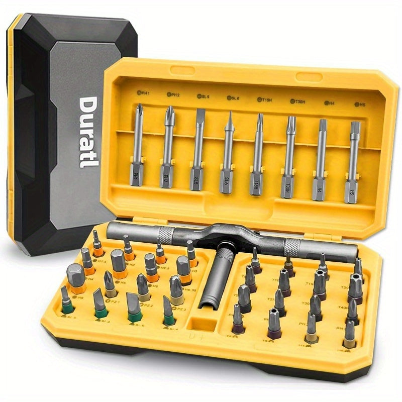 42-in-1 Magnetic Screwdriver Set with 40pcs Magnetic Bits & Ratchet Mechanism - Heavy-Duty All-in-One Tool Kit with Detachable Ratchet Handle, Ergonomic Grip, Compact & Portable Case for Home, Furniture, Electronics, Computer Repair - Ideal for DIY,
