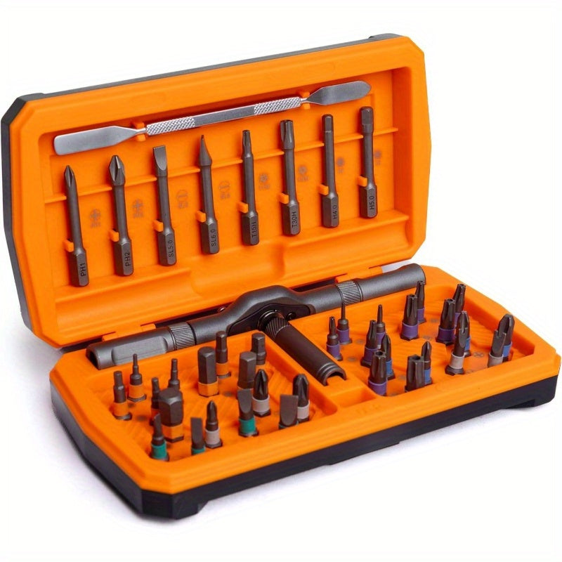 Magnetic Ratchet Screwdriver Set with Soft Shaft - Ideal for Furniture Assembly & Electrical Maintenance, Includes 10 Interchangeable Bits, Durable Metal Construction, No Power Required, Screwdriver Set|Magnetic Screwdriver|Durable Construction,