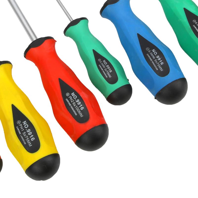 7pcs Heavy-Duty Alloy Steel Screwdriver Set with Ergonomic Non-Slip Grip & Color-Coded Bits - Cordless Manual Hand Tools for Home Repair, DIY Projects, Electronics, Furniture Assembly - Durable Cross Slot Design, No Batteries/Electricity Required (Ideal