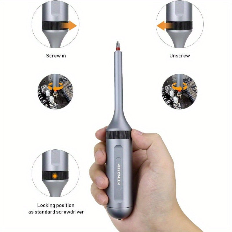 13-in-1 Ratcheting Screwdriver Set with 12 S2 Steel Driver Bits, Magnetic Storage & Converter - Heavy-Duty Aerospace Aluminum Handle, Ratcheting Mechanism for Smooth Torque Transfer - Cordless Operation, Ergonomic Grip for Household & Automotive Use -