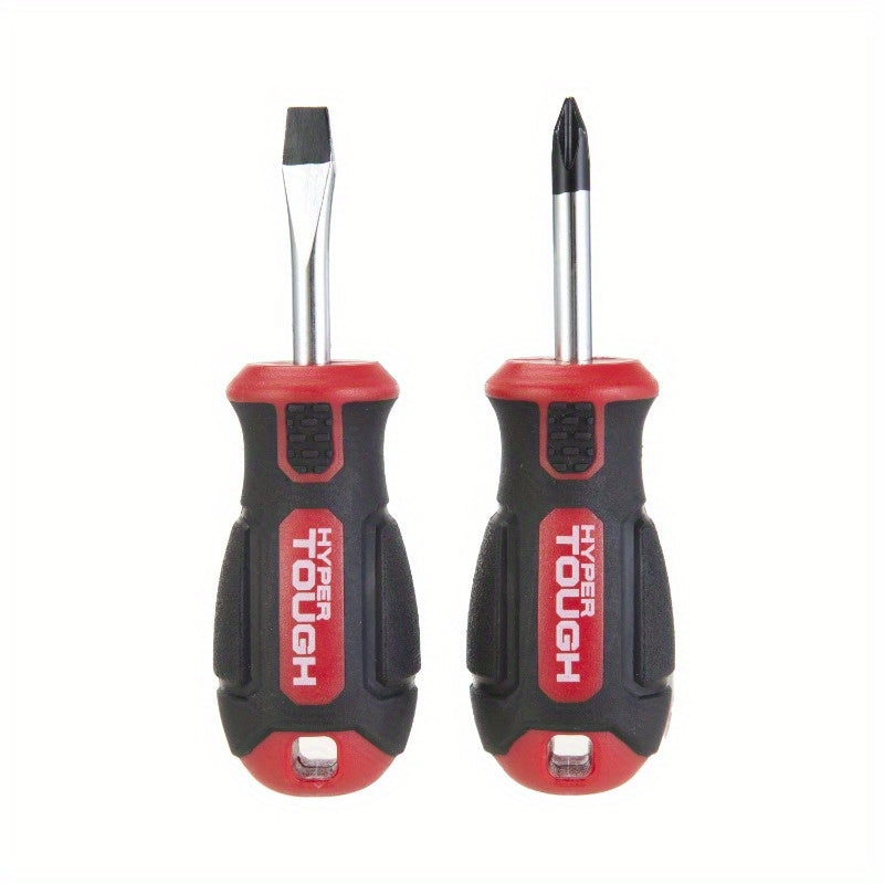 2pcs Stubby Screwdriver Set 4 Inch, Non-Electric Manual Hand Tool with Ergonomic Handle, Durable Metal Construction for Tight Spaces, Screwdriver Set for DIY Projects, Screwdriver Set for Tight Spaces, Screwdriver Set for Tight Spaces