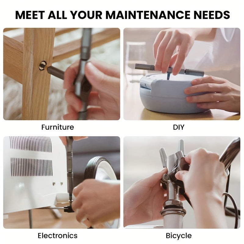 24-in-1 Magnetic Screwdriver Set, Multifunctional Hand Tool Kit with Detachable T-Handle Ratchet, Iron Material, Uncharged Manual Operation, DIY Home Maintenance Tool Box