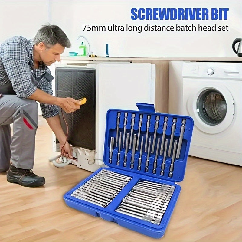 36pcs or 50pcs Heavy-Duty Metal All-in-One Screwdriver & Socket Set with 75mm Extra-Long Extension Bars, SAE/Metric Socket Wrench Kit, Impact-Resistant Case for Automotive Repair, Home DIY, Construction - No Power Required, Durable & Precise Tool Kit for
