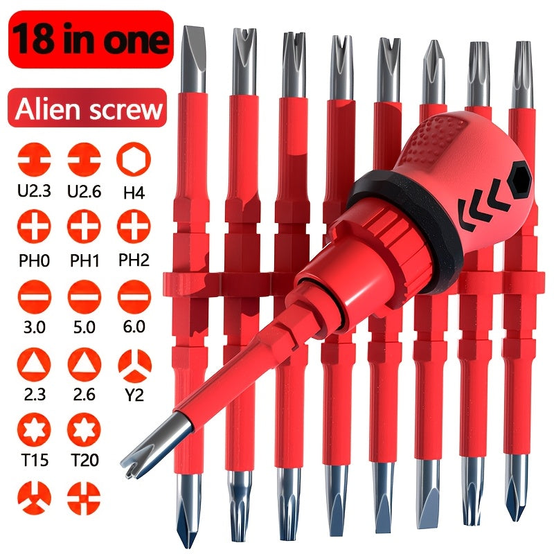1pc 18-in-1 Alien Screwdriver Set with 16 Different Models, Metal Construction, No Electricity Required, No Battery Included, Perfect Gift for Boyfriend