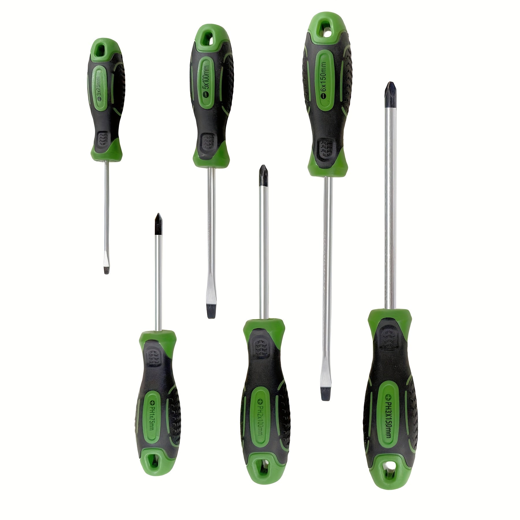 6pcs Magnetic Screwdriver Set, 3 Phillips & 3 Flat Heads, 3"/4"/6" Lengths, Non-Slip Handles, Handy Screwdriver Tool Kit for Repairs