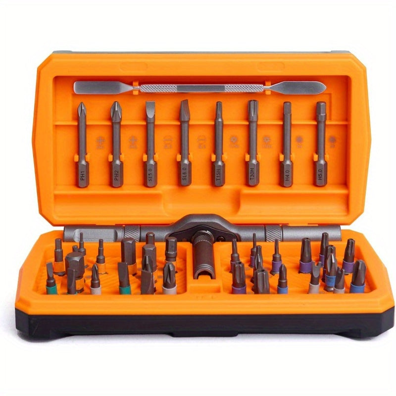 Magnetic Ratchet Screwdriver Set with Soft Shaft - Ideal for Furniture Assembly & Electrical Maintenance, Includes 10 Interchangeable Bits, Durable Metal Construction, No Power Required, Screwdriver Set|Magnetic Screwdriver|Durable Construction,