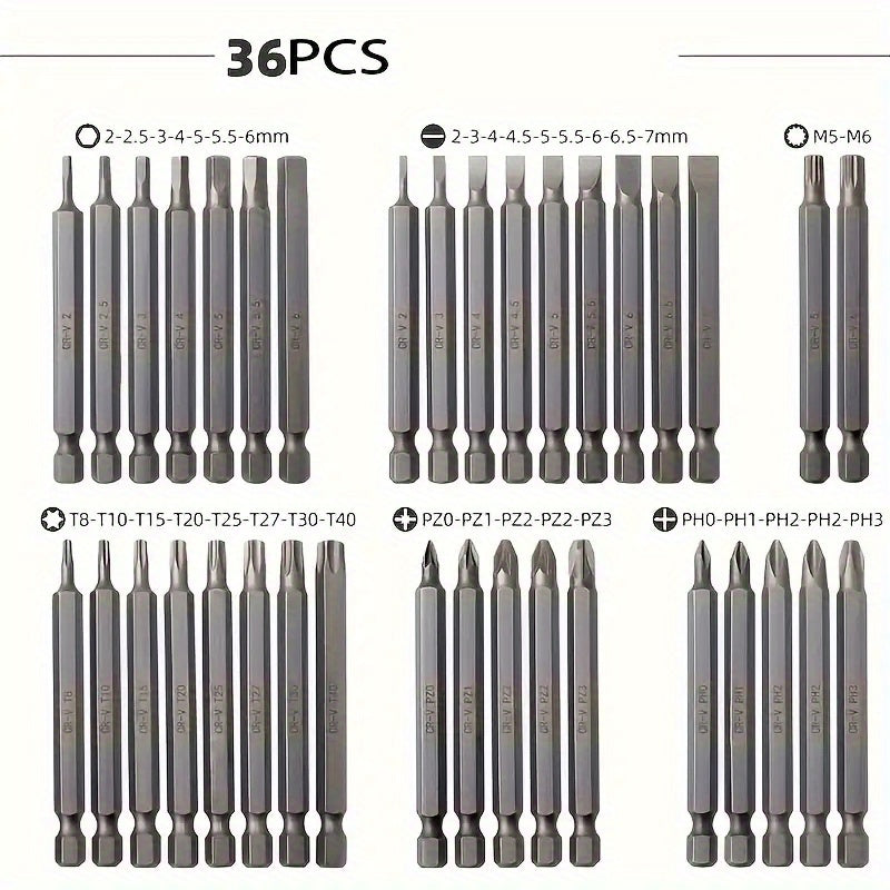 36pcs or 50pcs Heavy-Duty Metal All-in-One Screwdriver & Socket Set with 75mm Extra-Long Extension Bars, SAE/Metric Socket Wrench Kit, Impact-Resistant Case for Automotive Repair, Home DIY, Construction - No Power Required, Durable & Precise Tool Kit for
