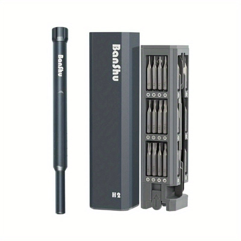Compact Precision Screwdriver Set with Magnetic Tips - Heavy-Duty Metal Construction, Ergonomic Grip - All-in-One Tool Kit with Phillips, Flat, Torx/Hex Bits - for Electronics, Smartphones, Laptops, Cameras, Eyeglasses, Watches, Toys - Ideal for DIY,