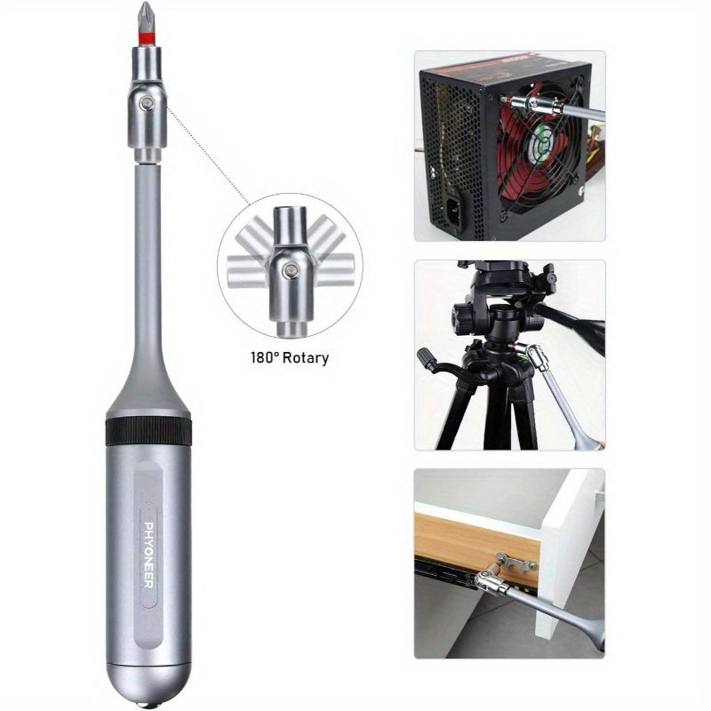 13-in-1 Ratcheting Screwdriver Set with 12 S2 Steel Driver Bits, Magnetic Storage & Converter - Heavy-Duty Aerospace Aluminum Handle, Ratcheting Mechanism for Smooth Torque Transfer - Cordless Operation, Ergonomic Grip for Household & Automotive Use -