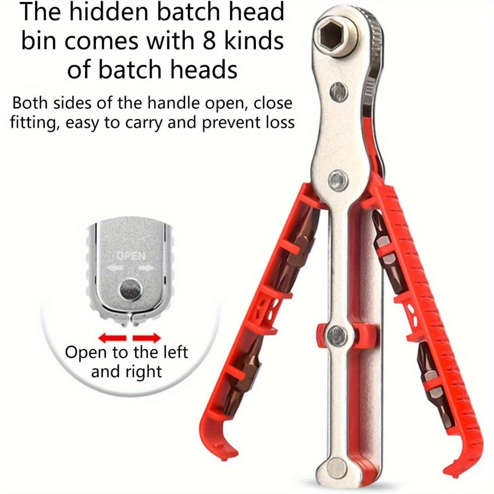 Bidirectional Screwdriver Set Wrenches Screwdriver Bit Set Screwdriver Offset, Metal Construction, No Electricity Required