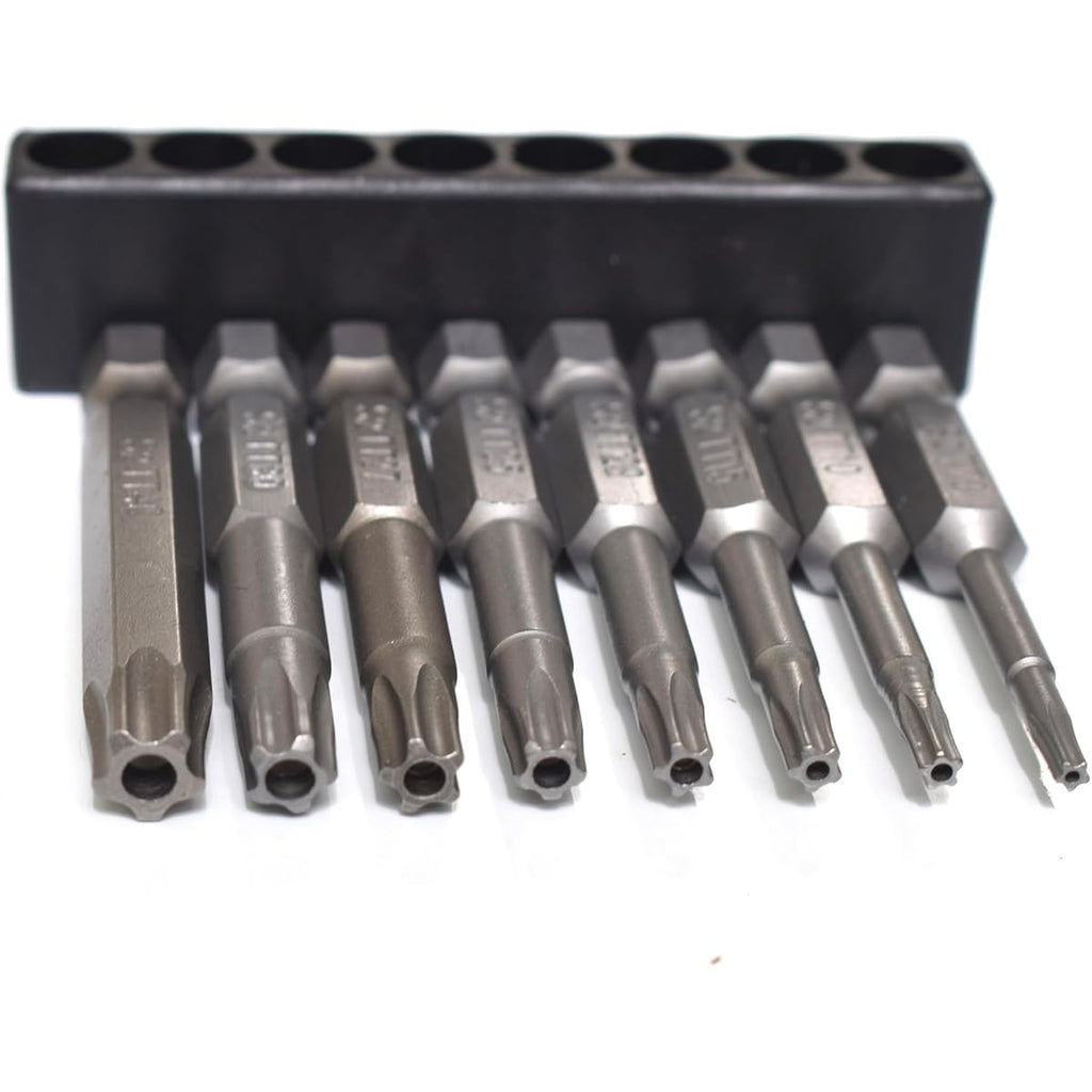8pcs Tamper Proof Security Screwdriver Set - Magnetic 5-Point Star/Phillips/Torx T8-T40 Bits with 1/4" Hex Shank, Durable Plastic/Metal Construction, -Theft Design for Home, Automotive & DIY Projects (No Power Required) - Ideal for Professionals &
