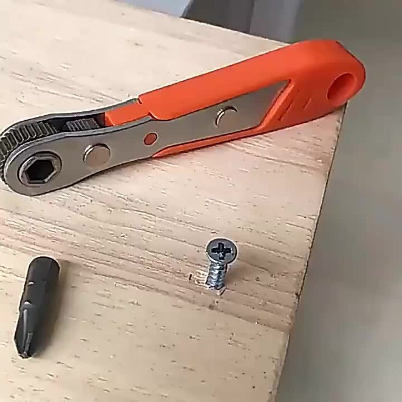 36-Tooth Mini Ratchet Screwdriver Set with L-Shaped Wrench, Narrow Space Repair - Steel Multi-Bit Tool Kit with Socket Heads, No Assembly Required, Manual Operation, Red