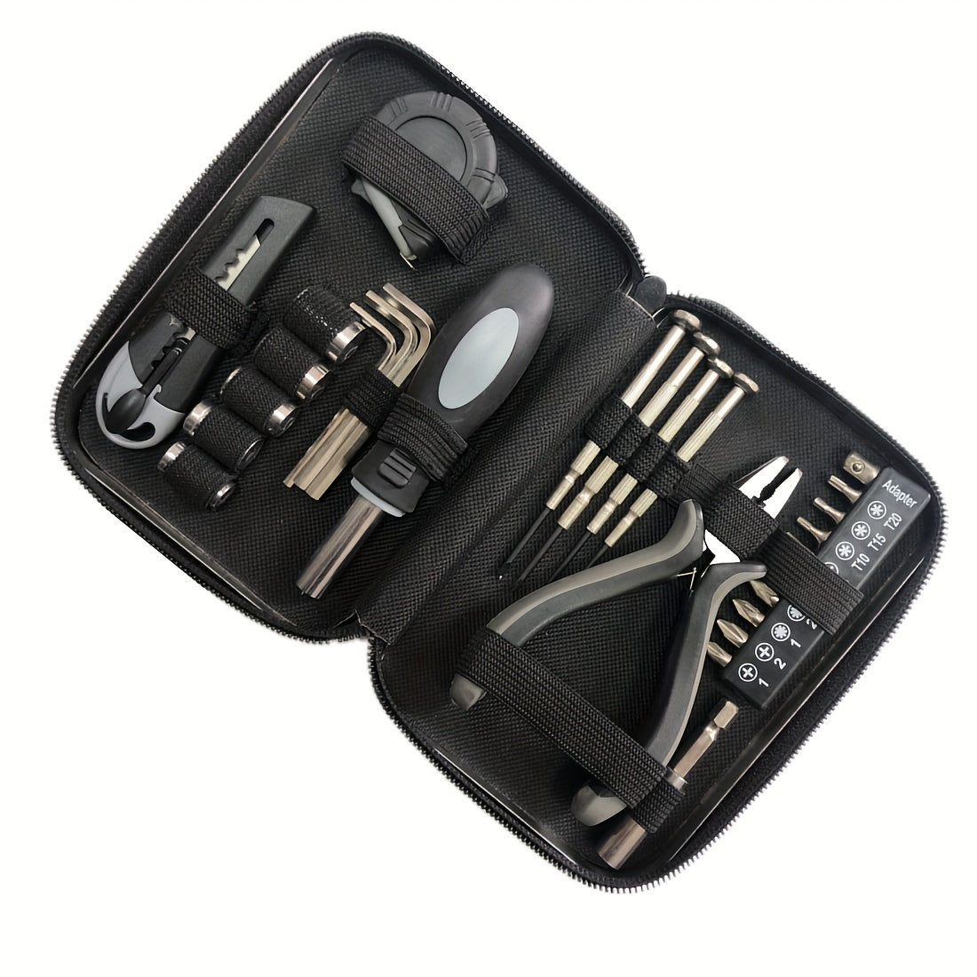 [27-Piece Tool Set] 27-Piece Multi-Function Hand Tool Kit with Metal Case | Portable Manual Tool Set, Screwdrivers, Hex Wrenches, Box Cutter, Tape Measure, Pliers - Compact Household Repair Tools, No Electricity Required