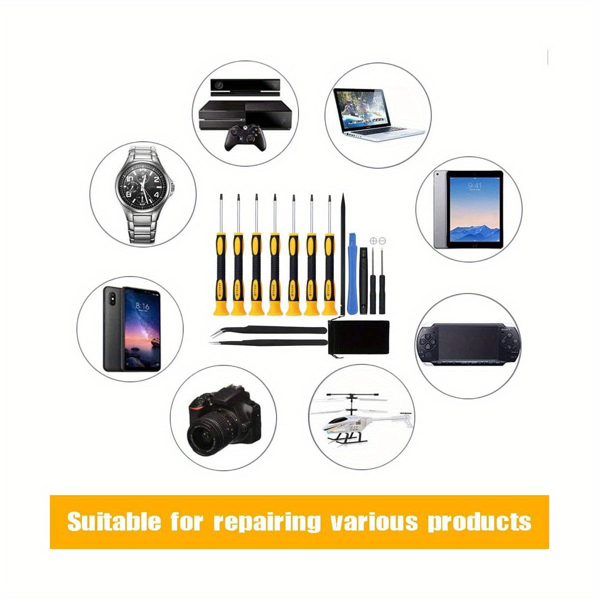 15-in-1 Torx Screwdriver Set with T3, T4, T5, T6, T8, T10 Security Screwdrivers and ESD Tweezers - Magnetic Precision Repair Kit for Xbox, for iPhone, PS4, MacBook, Watch, Electronics - Durable Metal Construction, No Power Required, Screwdriver