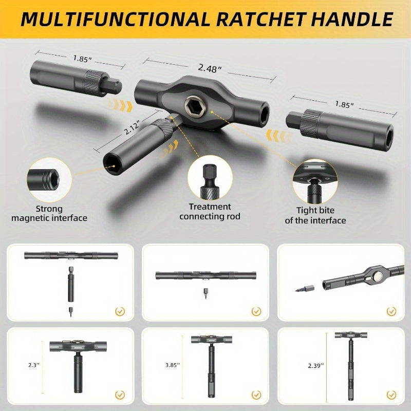 42-in-1 Magnetic Screwdriver Set with 40pcs Magnetic Bits & Ratchet Mechanism - Heavy-Duty All-in-One Tool Kit with Detachable Ratchet Handle, Ergonomic Grip, Compact & Portable Case for Home, Furniture, Electronics, Computer Repair - Ideal for DIY,