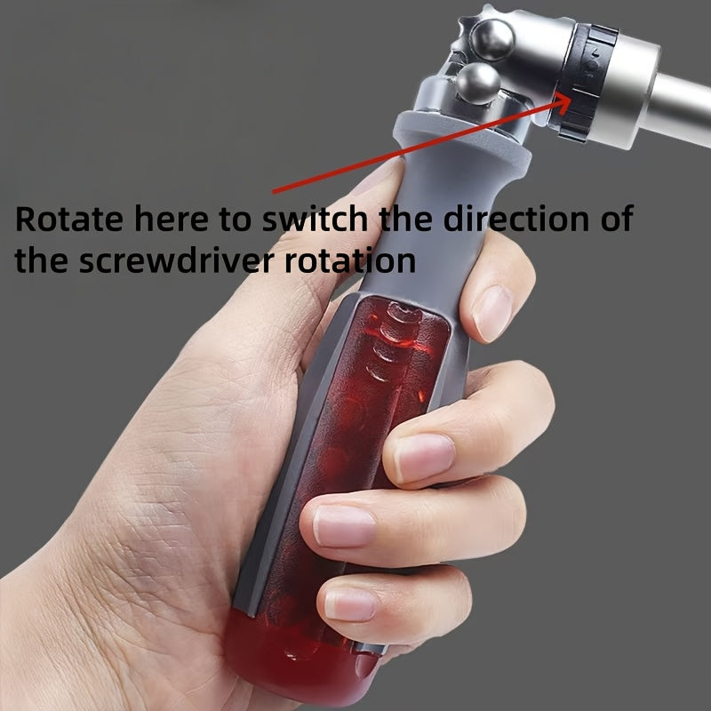 10-in-1 Manual Ratchet Screwdriver Set - Heavy-Duty Metal Tool Kit with Rotating Head & Concealed Batch Slot, No Electricity or Battery Needed for Tight Spaces, Sleek Design, Durable Construction