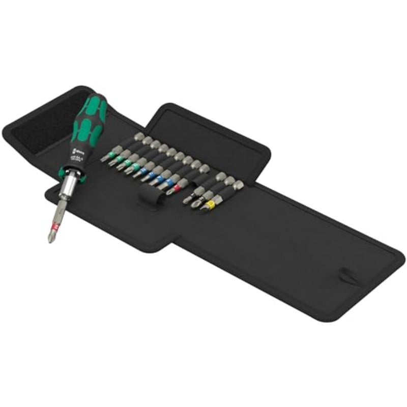 14pcs Kraftform Compact 838 RA S Set 1 - Heavy-Duty Manual Screwdriver Set with Ergonomic Non-Slip Grip, 10° Rotating Handle & 14 Bits (Flathead, Phillips, Torx) - All-in-One Tool Kit for DIY, Home Repair, Electronics, Automotive - Portable Case Included,