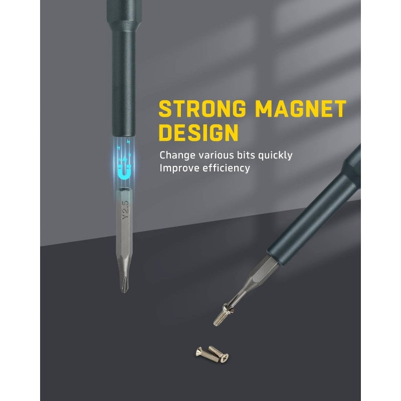 Compact Precision Screwdriver Set with Magnetic Tips - Heavy-Duty Metal Construction, Ergonomic Grip - All-in-One Tool Kit with Phillips, Flat, Torx/Hex Bits - for Electronics, Smartphones, Laptops, Cameras, Eyeglasses, Watches, Toys - Ideal for DIY,