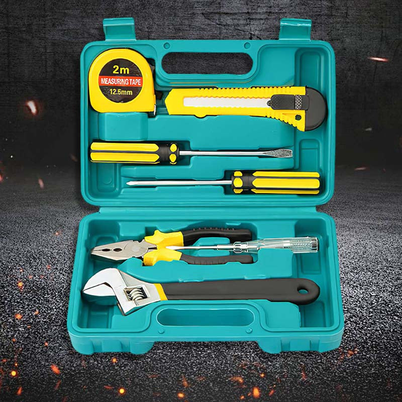 1 Set Carbon Steel 9-in-1 Multifunctional Portable Tool Set, Home and Auto Repair Kit with Wrench, Screwdrivers, Pliers, and Measuring Tape - No Battery Required