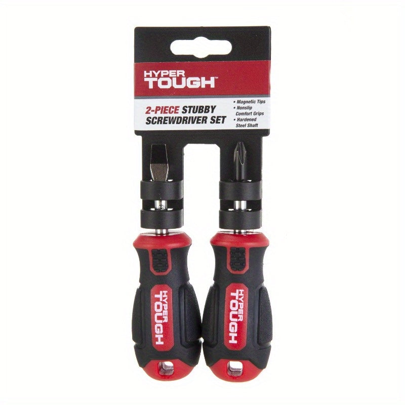 2pcs Stubby Screwdriver Set 4 Inch, Non-Electric Manual Hand Tool with Ergonomic Handle, Durable Metal Construction for Tight Spaces, Screwdriver Set for DIY Projects, Screwdriver Set for Tight Spaces, Screwdriver Set for Tight Spaces