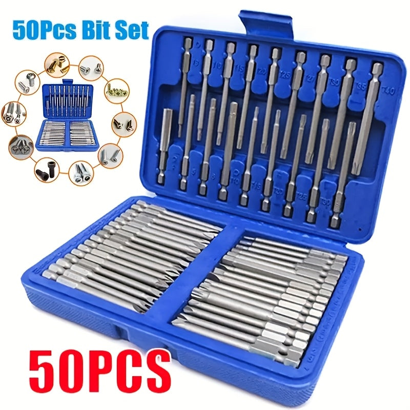 36pcs or 50pcs Heavy-Duty Metal All-in-One Screwdriver & Socket Set with 75mm Extra-Long Extension Bars, SAE/Metric Socket Wrench Kit, Impact-Resistant Case for Automotive Repair, Home DIY, Construction - No Power Required, Durable & Precise Tool Kit for