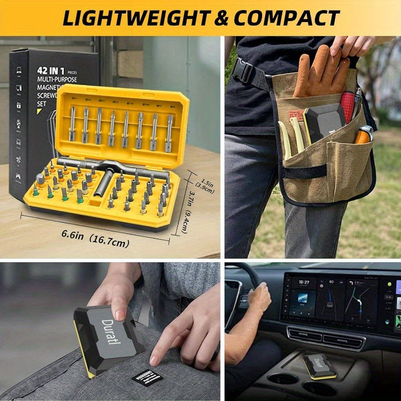 42-in-1 Magnetic Screwdriver Set with 40pcs Magnetic Bits & Ratchet Mechanism - Heavy-Duty All-in-One Tool Kit with Detachable Ratchet Handle, Ergonomic Grip, Compact & Portable Case for Home, Furniture, Electronics, Computer Repair - Ideal for DIY,