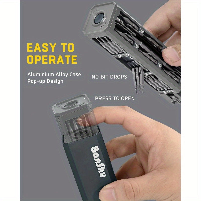 Compact Precision Screwdriver Set with Magnetic Tips - Heavy-Duty Metal Construction, Ergonomic Grip - All-in-One Tool Kit with Phillips, Flat, Torx/Hex Bits - for Electronics, Smartphones, Laptops, Cameras, Eyeglasses, Watches, Toys - Ideal for DIY,