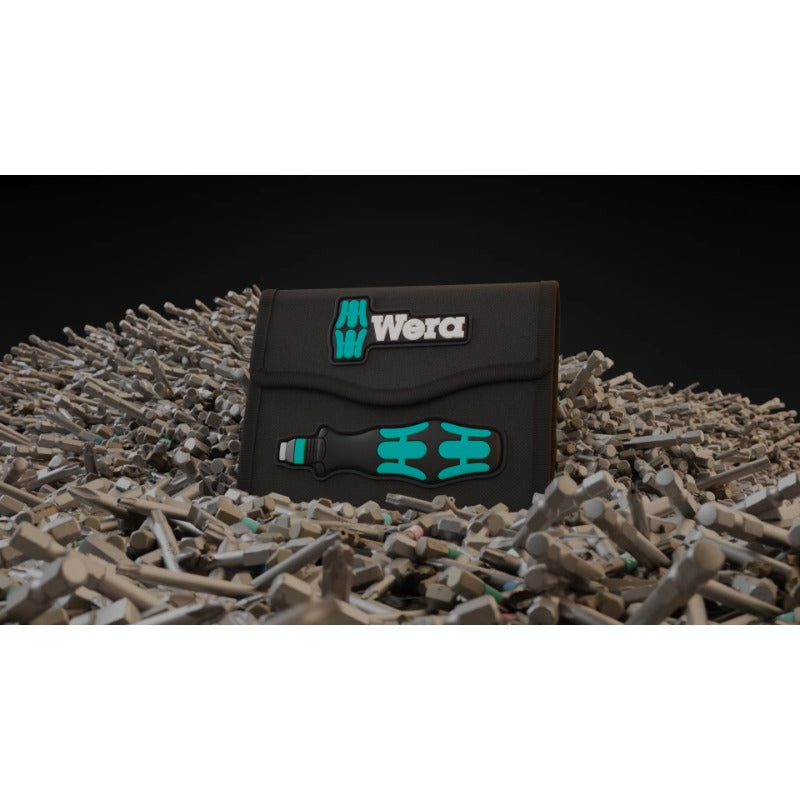17pcs Wera Kraftform Bit-Holding Screwdriver Set with 60° Angled Bits & 3-1/2" Pouch - Heavy-Duty Magnetic Tip, Ergonomic Non-Slip Grip, Tool-Free Bit Changes, Durable Construction for DIY & Professional Tool Kit (No Power Required) - Ideal for Home