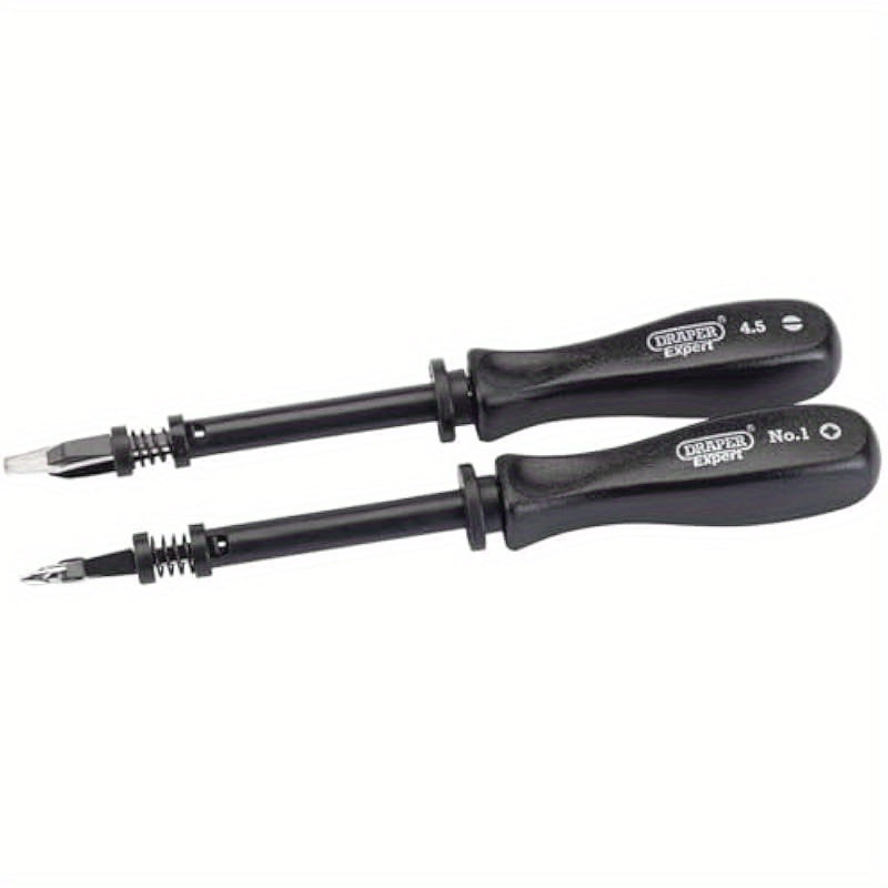 Draper Expert 2 -Piece Screw Holding Mechanics Screwdriver Set | Ideal Impact Resistant Plastic Grip | Hand Tools Set | FlatHead and PZ Type Screwdrivers | SVCM Steel Blades | 27591