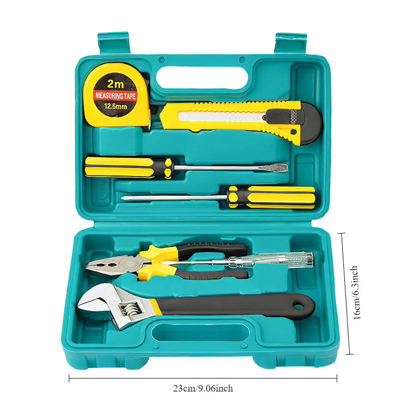 1 Set Carbon Steel 9-in-1 Multifunctional Portable Tool Set, Home and Auto Repair Kit with Wrench, Screwdrivers, Pliers, and Measuring Tape - No Battery Required