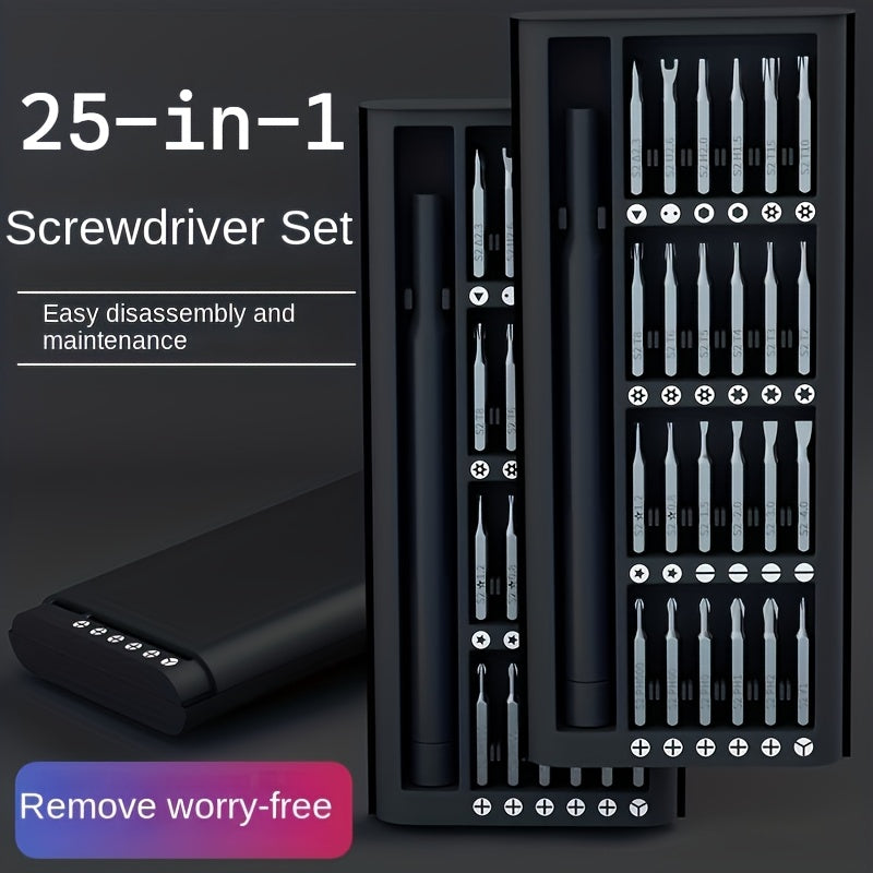 25-in-1 Small Precision Screwdriver Set, Professional Magnetic Mini Repair Tool Kit for Mobile Phones, Computers, Watches, Doorbells, Glasses, Electronic Devices, Durable Plastic, No Charging Required - with Various Screw Heads