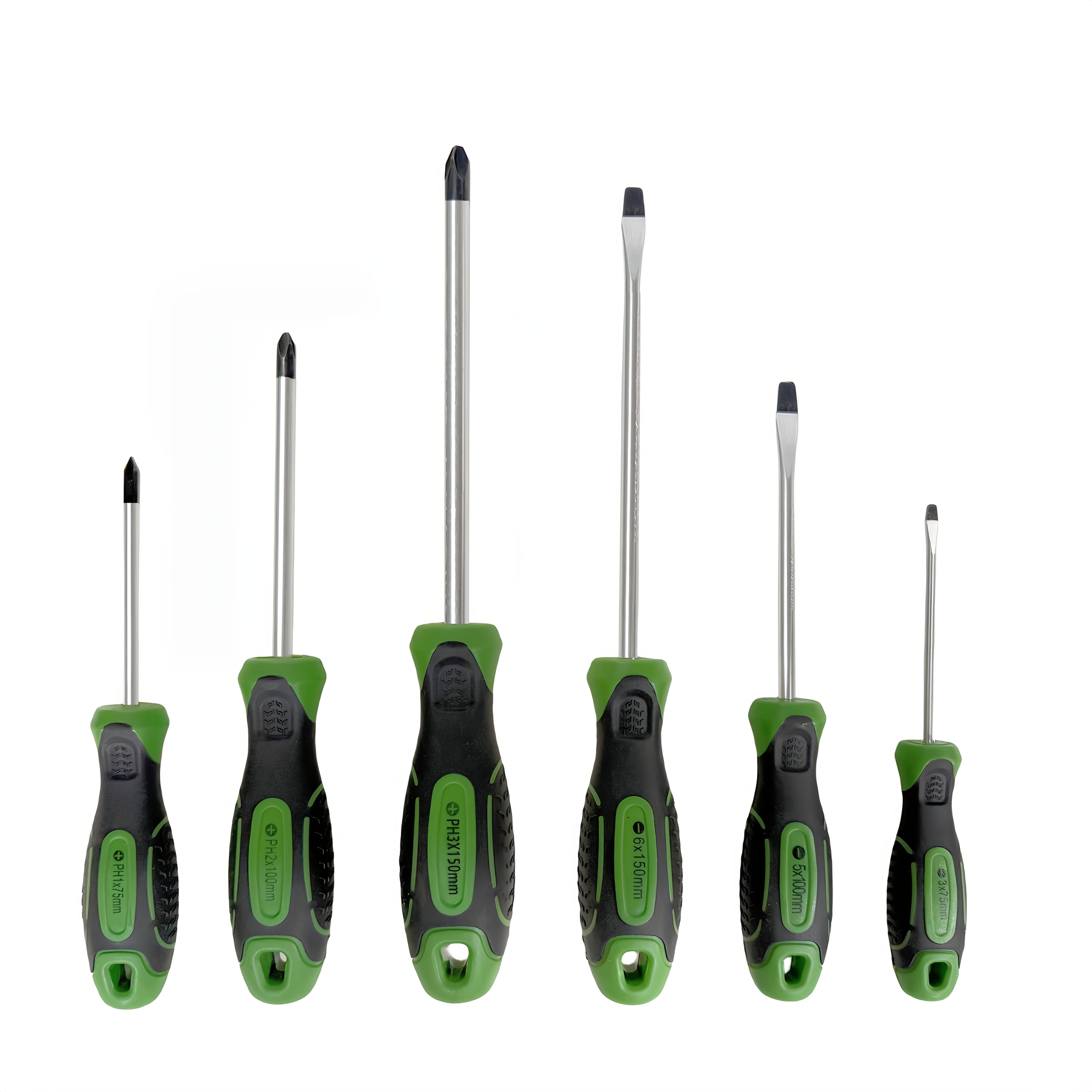 6pcs Magnetic Screwdriver Set, 3 Phillips & 3 Flat Heads, 3"/4"/6" Lengths, Non-Slip Handles, Handy Screwdriver Tool Kit for Repairs
